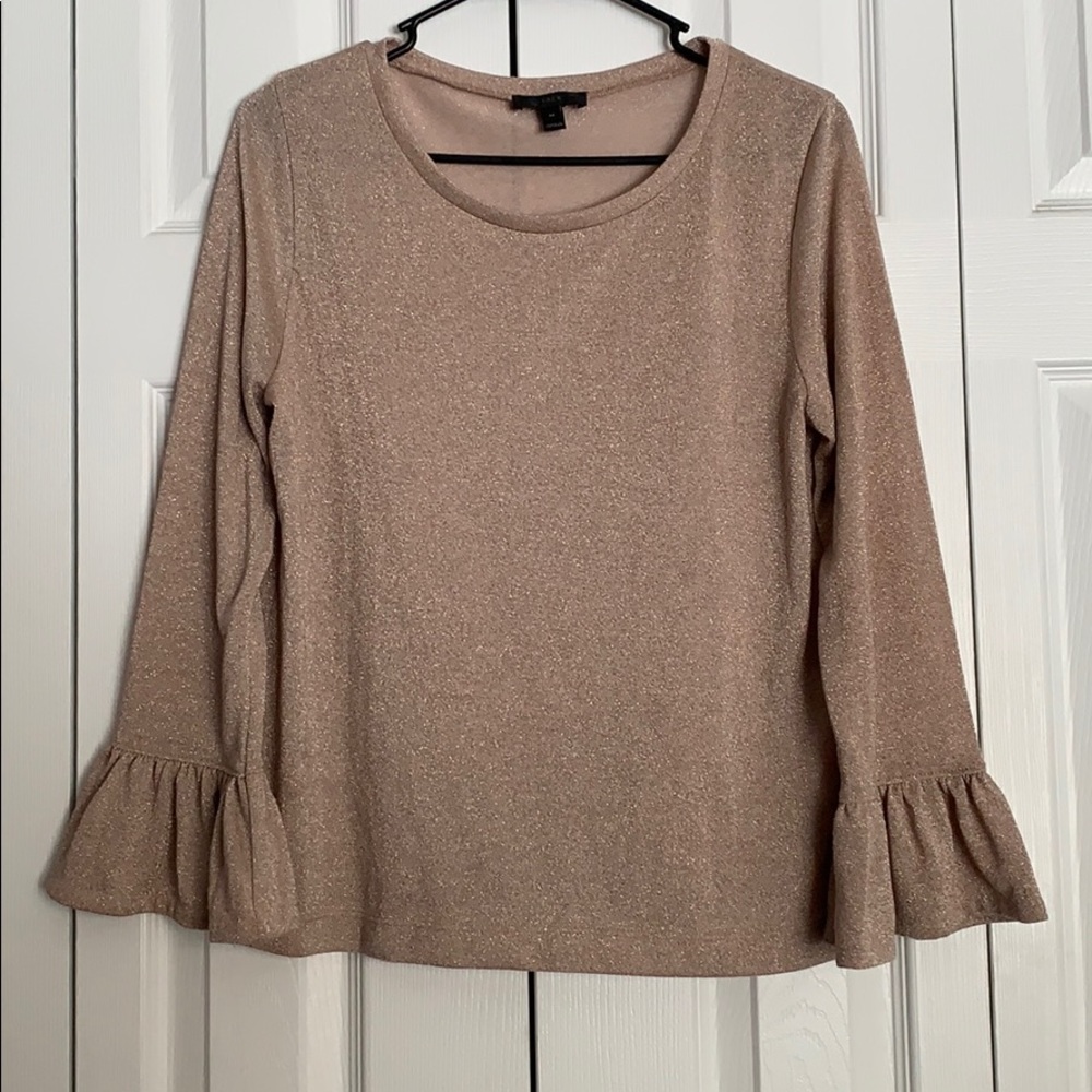 J. Crew M pullover lightw8 shirt, sparkly cream